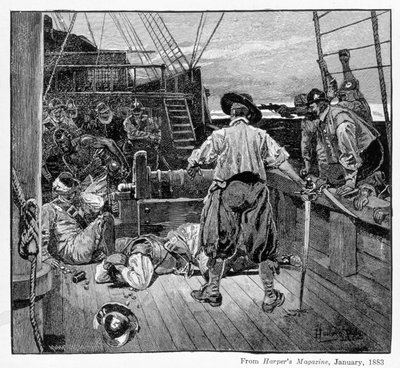 Thomas Moon Began to Lay About Him with His Sword, Engraved by Henry Wolf, from Harper
