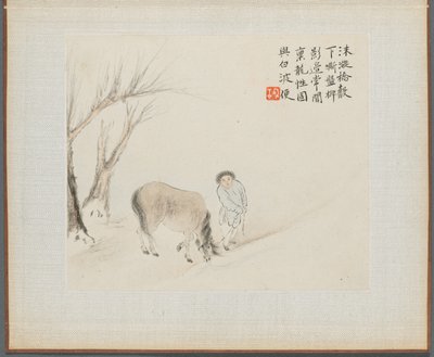 Album of Landscape Paintings Illustrating Old Poems: A Man and a Horse by a Stream by Hua Yan