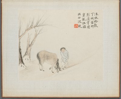Album of Landscape Paintings Illustrating Old Poems: A Man and a Horse by a Stream by Hua Yan
