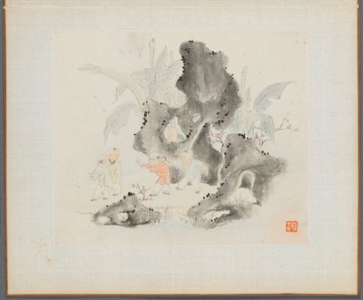 Album of Landscape Paintings Illustrating Old Poems: Children Play in a Rocky Grove by Hua Yan