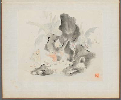 Album of Landscape Paintings Illustrating Old Poems: Children Play in a Rocky Grove, 1700s by Hua Yan