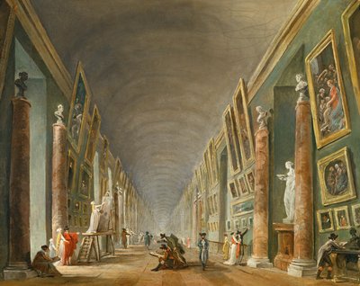 The Great Gallery of the Louvre Between 1801 and 1805 by Hubert (circle of) Robert