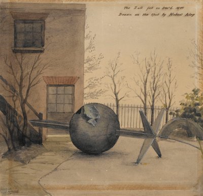Fallen Time Ball in the Courtyard of the Royal Observatory, Greenwich, Dec 1855 by Hubert Airy