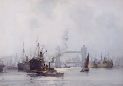 Tower Bridge from the Lower Pool, c.1925 by Hubert Coop