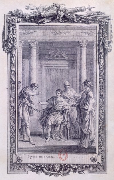 Cinna or The Clemency of Augustus, Tragedy by Pierre Corneille, Engraving by Gravelot by Hubert Francois Gravelot