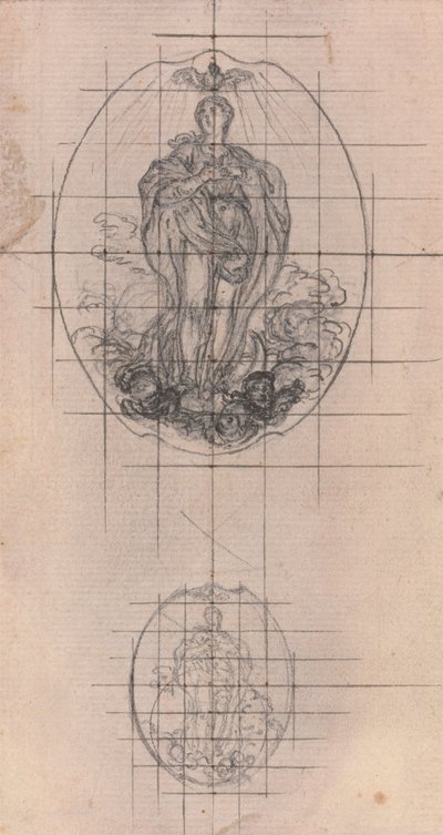 Design for a Medal: Figure of the Virgin by Hubert Francois Gravelot