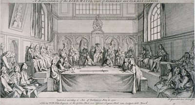 Meeting in the Guildhall Council Chamber, City of London by Hubert Francois Gravelot