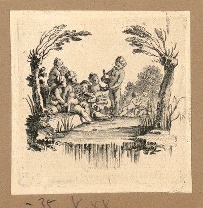 Print, A Group of Children Drinking by Hubert Francois Gravelot