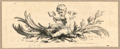 Print, Tailpiece, Putto with Shovel by Hubert Francois Gravelot