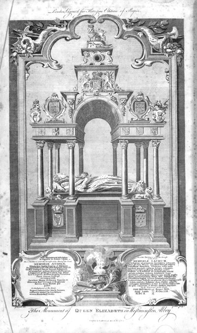 The Monument of Queen Elizabeth in Westminster Abbey, Illustration from Rapin