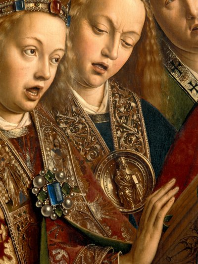 (Detail) Singing Angels from the Left Wing of the Ghent Altarpiece by Hubert & Jan van (1390 1441) Eyck