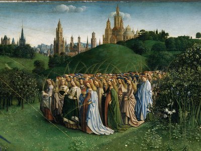 The Adoration of the Mystic Lamb, from the Ghent Altarpiece (detail) by Hubert & Jan van (1390 1441) Eyck