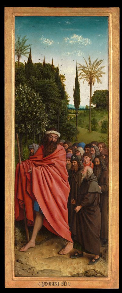 The Pilgrims guided by St. Christopher, from the right hand side of the Ghent Altarpiece by Hubert & Jan van (1390 1441) Eyck