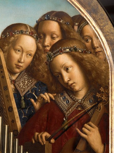 Angel Musicians (detail) by Hubert & Jan van (1390 1441) Eyck