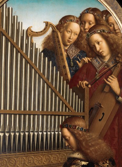 Angel Musicians with St. Cecilia, from the Ghent Altarpiece by Hubert & Jan van (1390 1441) Eyck
