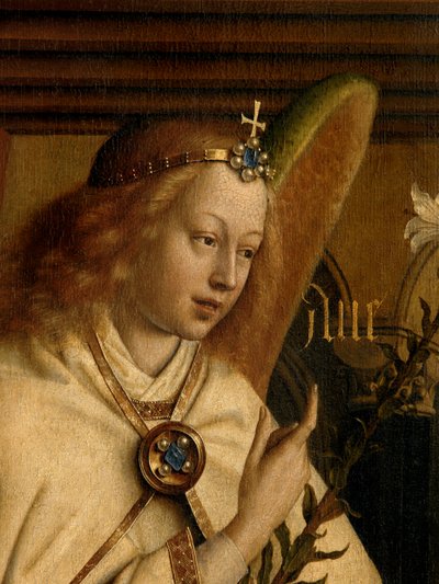 Angel Annunciate (detail) by Hubert & Jan van (1390 1441) Eyck