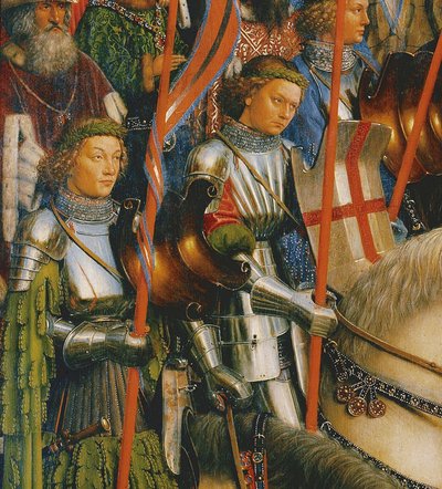 Detail of The Knights of Christ, from the left side of the Ghent Altarpiece by Hubert & Jan van (1390 1441) Eyck