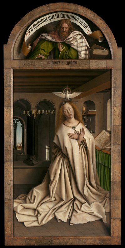 Lunette: The Prophet Micah. Lower panel: Virgin Annunciate, from the exterior of the right panel of the Ghent Altarpiece by Hubert & Jan van (1390 1441) Eyck
