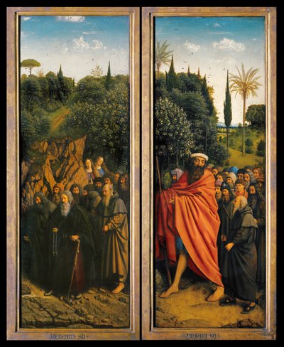 The Hermits and The Pilgrims guided by St. Christopher (detail) by Hubert & Jan van (1390 1441) Eyck