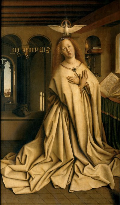 Virgin Annunciate, from the exterior of the right panel of the Ghent Altarpiece by Hubert & Jan van (1390 1441) Eyck