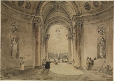 View through the Atrium of the Casino into the Garden Parterre of Villa Albani by Hubert Robert