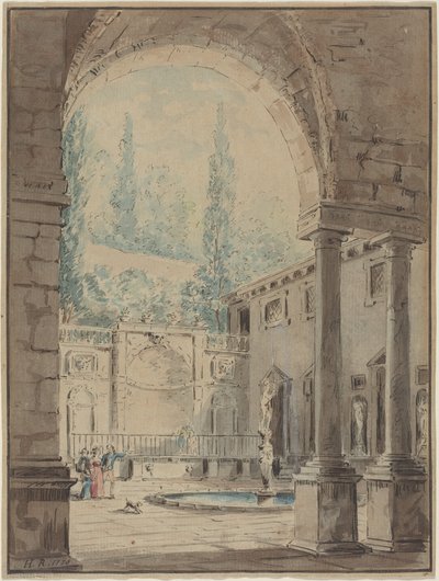 Courtyard of the Villa Pliniana by Hubert Robert