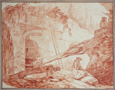 Draughtsman in the Ruins of the Palatine by Hubert Robert