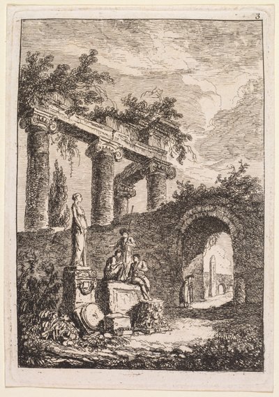 Evenings in Rome: The Statue in Front of Ruins by Hubert Robert