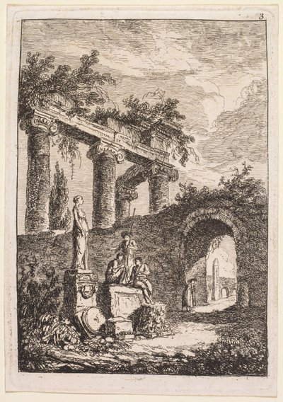 Evenings in Rome: The Statue in Front of Ruins, 1763-1764 by Hubert Robert