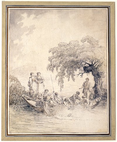 Fishermen Drawing Their Net by Hubert Robert