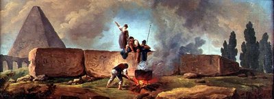 Gypsies Boiling a Cauldron among Egyptian Ruins by Hubert Robert