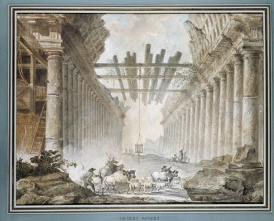 Herd in the Ruins of a Temple by Hubert Robert