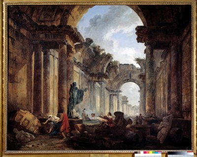 Imaginary View of the Grand Galerie du Louvre in Ruins by Hubert Robert