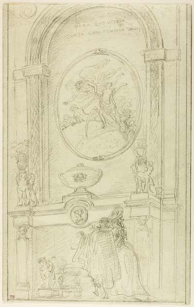 Interior with a Couple Before a Chimney-Piece by Hubert Robert