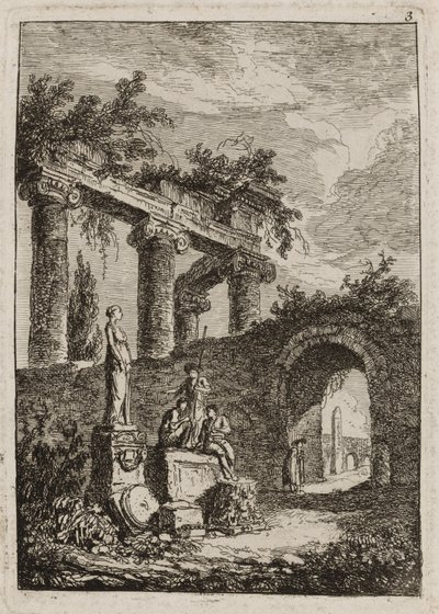 Plate Three from Evenings in Rome by Hubert Robert