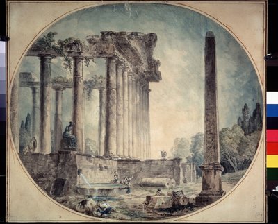 Ancient Ruins and Obelisk by Hubert Robert