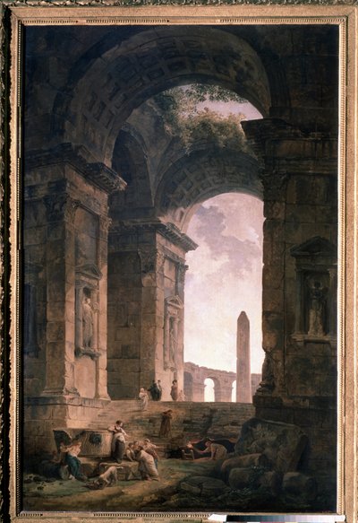 Ruins with an Obelisk by Hubert Robert
