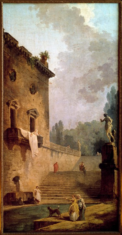 Ruins of a Portico with Washroom by Hubert Robert