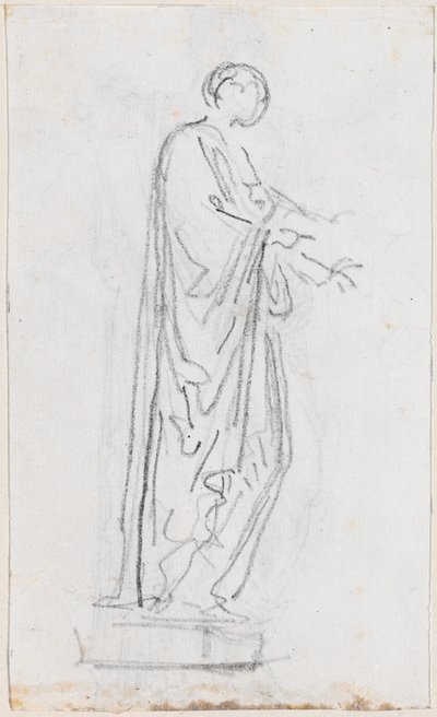 Statue of a Roman Woman (Female Deity?) Seen from the Side (verso) by Hubert Robert