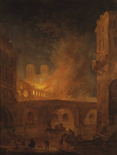 The Fire of Hotel-Dieu in Paris by Hubert Robert