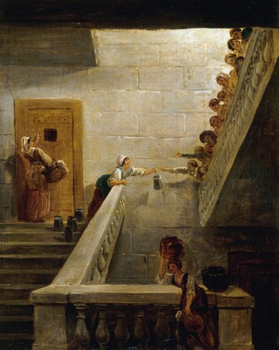 The distribution of milk at Saint-Lazare prison by Hubert Robert
