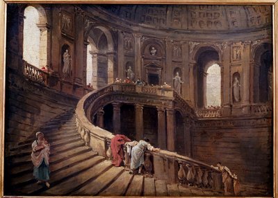 The Revolving Staircase of Palazzo Farnese a Caprarola by Hubert Robert