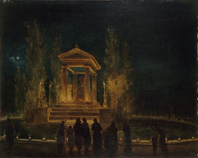 The Temporary Mausoleum of Jean-Jacques Rousseau by Hubert Robert