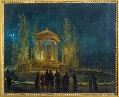 The Temporary Mausoleum of Jean Jacques Rousseau by Hubert Robert