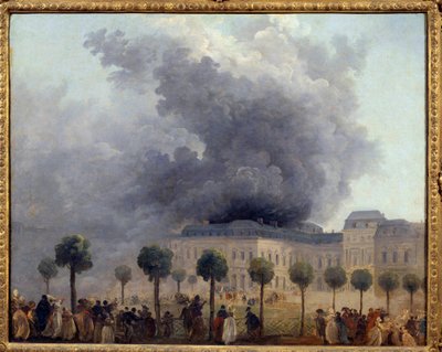 View of the Opera fire seen from the gardens of the Palais Royal on 8/06/1781 by Hubert Robert