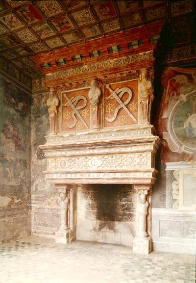 View of the fireplace in the Salle des Gardes by Hubert Robert