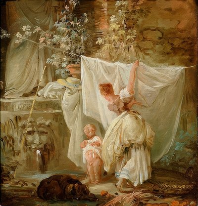 Laundress and Child. 1761 by Hubert Robert