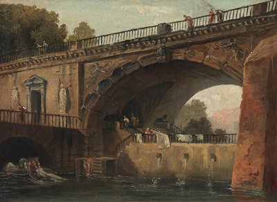 Washerwomen under an Arch Bridge by Hubert Robert