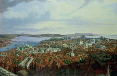 Panorama of Constantinople from the Suleymaniye Camii, 1844 by Hubert Sattler