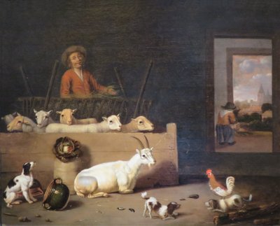 Peasant and Fold in Cattle Shed by Hubert van Ravesteyn